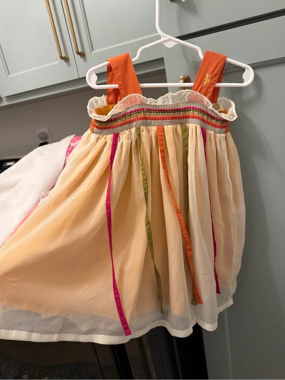 Well Dressed Wolf Peach and Orange Ribbon Sundress